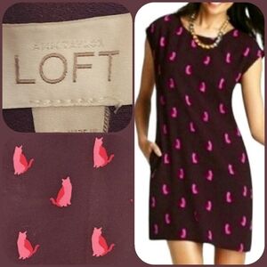❌️ [SOLD] - ANN TAYLOR LOFT SIZE MP - Pink and Purple Cat Dress